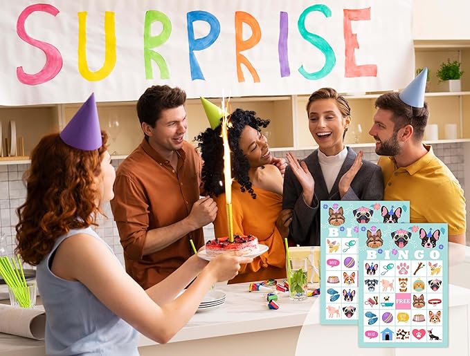 Dog Games Bingo Cards, Puppy Theme Bingo Game, Pet Game for Family Friends Large Multiplayer Group Activities, Dog Party Birthday Favors Gifts -09