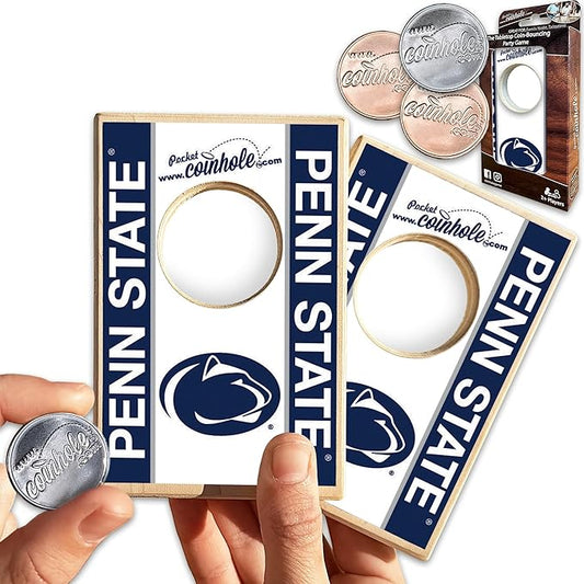 Tabletop Cornhole Game Set | Officially Licensed College Mini Football Cornhole Board Game | Includes Coins