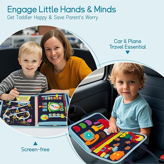Busy Board Montessori Toys for Boy Girl Birthday Gifts, Busy Book Learning Sensory Easter Toys for Toddlers, Toddler Travel Autism Educational Activities Fine Motor Skills