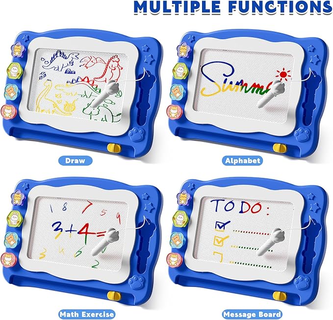 Magnetic Drawing Board Large Doodle Board Toddler Toys for Girls Boys 3 4 5 6 7 Year Old Kids, Montessori Preschool Educational Travel Toys Gifts Etch A Colorful Sketch Magnet Erasable Writing Pad