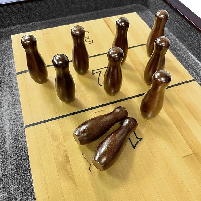 Tabletop Shuffleboard Bowling Pin Set Portable Shuffleboard Bowling Pin Game,Solid Wood Shuffleboard Bowling Curling Games- Easy Carry