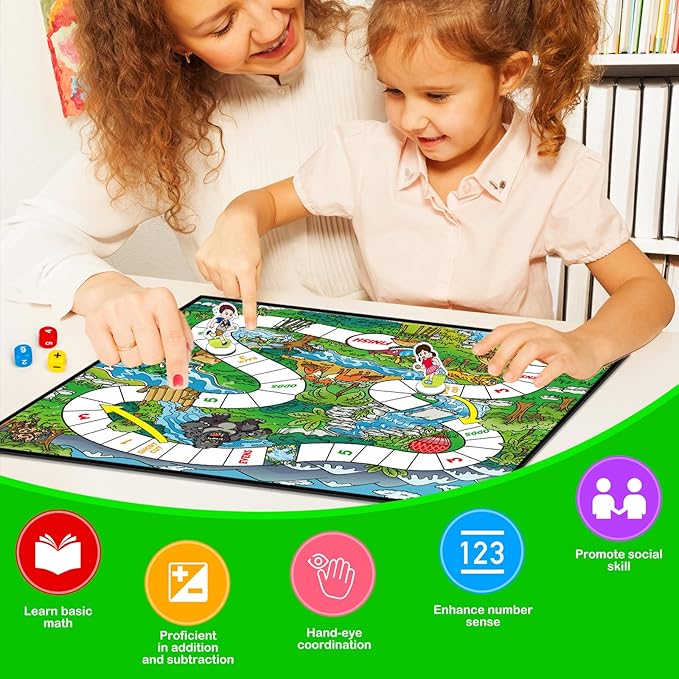 Aizweb Math Board Games for Kids,Addition & Subtraction Game,Educational Learning Board Games for 1st Grade for Boys and Girls Ages 5 6 7 8,Travel Indoor Outdoor Classroom Dice Family Games