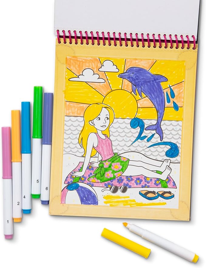 Melissa & Doug On the Go Color by Numbers Kids' Design Board - Unicorns, Ballet, Kittens, and More - Party Favors, Stocking Stuffers, Travel Toys, Coloring Books For Kids Ages 5+
