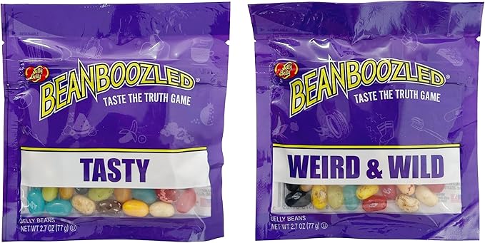 Jelly Belly BeanBoozled Taste the Truth game Refill packs – 1 x Tasty jelly bean bag (2.7oz), 1 x Weird and Wild jelly bean bag (2.7oz) – Includes BeanBoozled’s 2 new flavors