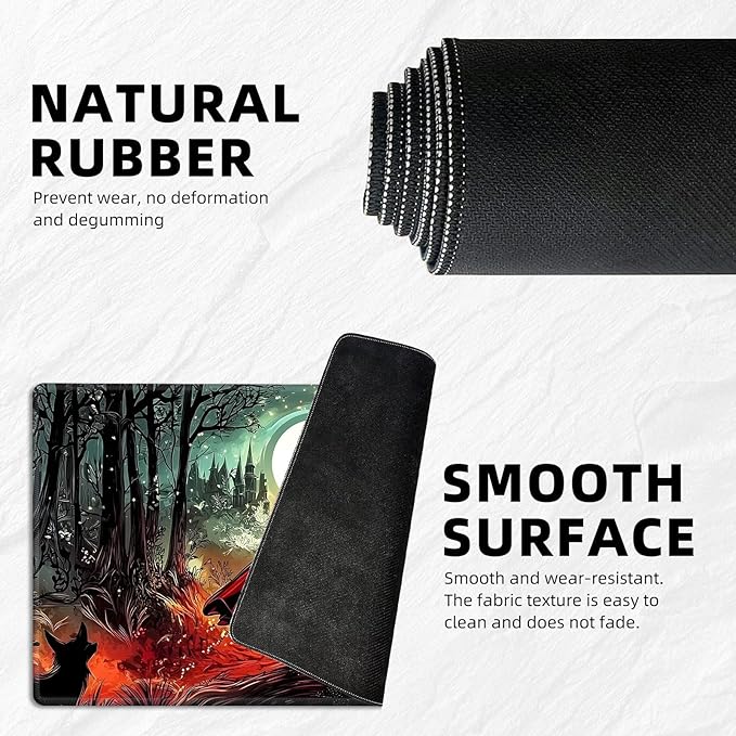 for MTG Playmat with Storage Bags, Card Playmat for TCG Card Playing Game,Rollable & Foldable for PTCG and Board Game Mat for Cards,Non-Slip Little Red Riding Hood Desk Mat for Home Office