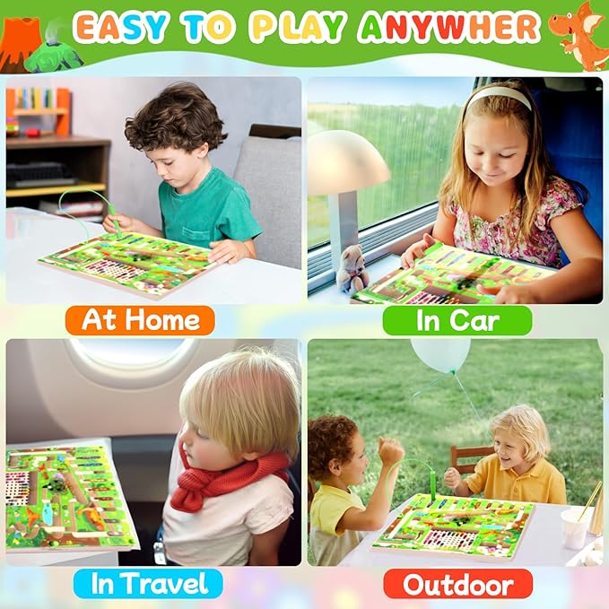 Magnetic Color and Number Maze,Magnetic Puzzles Board for Toddlers Ages 3+,Preschool Learning Sensory Toys,Kids Wooden Montessori Toys for Boys Girls