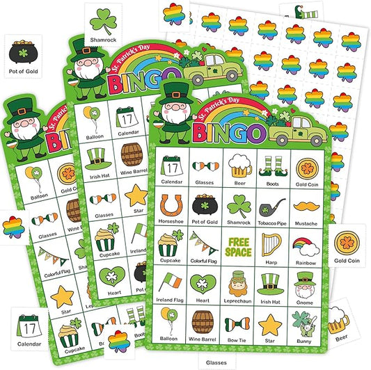 Fancy Land St. Patrick's Day Bingo Game for Adults Irish Shamrock Bingo Cards for School Classroom Party Favors Decorations Family Activities Supplies 24 Players