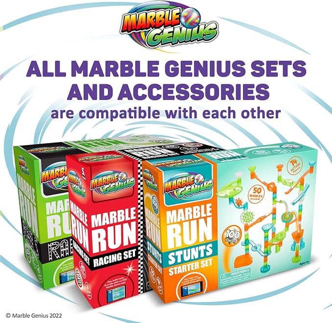 Marble Genius Flying Marbles Action Game - Family Table Game, Experience The Thrill of Racing, Includes an App with Additional Challenges, Perfect for Kids, Teens, and Adults, AIM! Launch! Score!