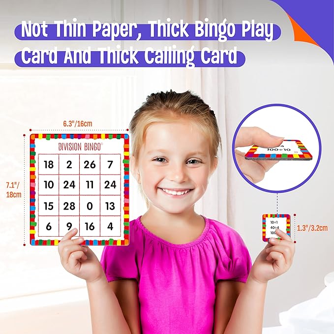 SpriteGru Multiplication & Division Bingo Game, 360 Math Problems, 2 Educational Math Board Game for Kindergarten and Preschool Kids 4-8, Perfect for Classroom & at Home