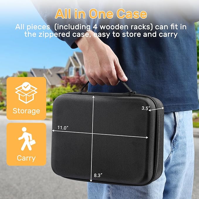 Rummy Cube Game Set with 4 Wooden Racks/Trays, 106 Large Numbers Rummy Tiles Set with Zippered Case, Rummy Travel Game Set with 4 Tiles Holders - Classic Board Games for Family Adults Kids