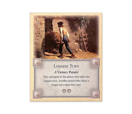 Longest Turn Card compatible with Catan's Settlers of Catan 5th Edition, Seafarers, Cities and Knights and Catan Expansions