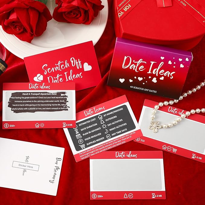 40 Adventure & Naughty Date Ideas for Him or Her, Fun Scratch Off Date Night Ideas for Boyfriend and Girlfriend, Romantic for Men Women Wife or Husband, Stocking Stuffers
