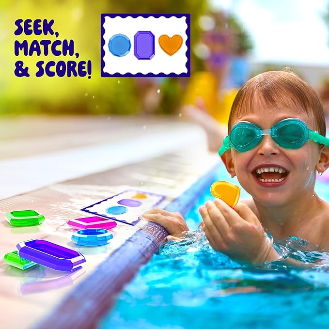 Dan&Darci Pool Gem Hunt Diving Game for Kids - Pools Toys for Kid Ages 6 7 8 9 10 11 12 Year Old - Water Games Swimming Dive Toy - Gifts for Girls, Boy Ages 6-8, 8-12, Summer Fun