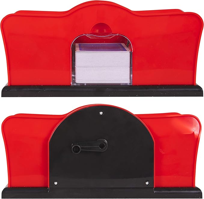 2 Deck Manual Card Shuffler with Hand Crank for Blackjack, Uno, Poker, Rummy Cards | Easy to Use Card Mixer Machine with 2 Free Decks