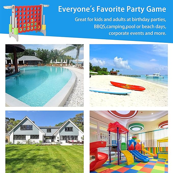 SDADI Giant 33 Inch 4-in-A-Row Hoop Connect Strategy Game and Basketball Indoor/Outdoor Family Fun Board for Toddlers, Kids, Adults, Gray and Red