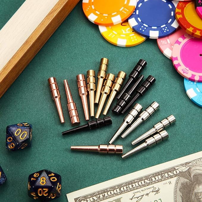 Lewtemi 192 Pieces Metal Cribbage Board Pegs Fit 1/ 8 Holes Cribbage Pins with a Tapered Design Friend and Family Pack for Traditional Board Game, 4 Colors