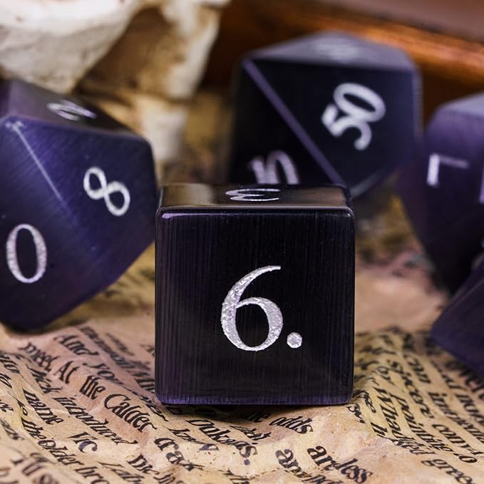 UDIXI Gemstone DND Dice Set 7PCS Cat's Eye Stone D&D Polyhedral Dice for Dungeons and Dragons Role Playing Tabletop Games