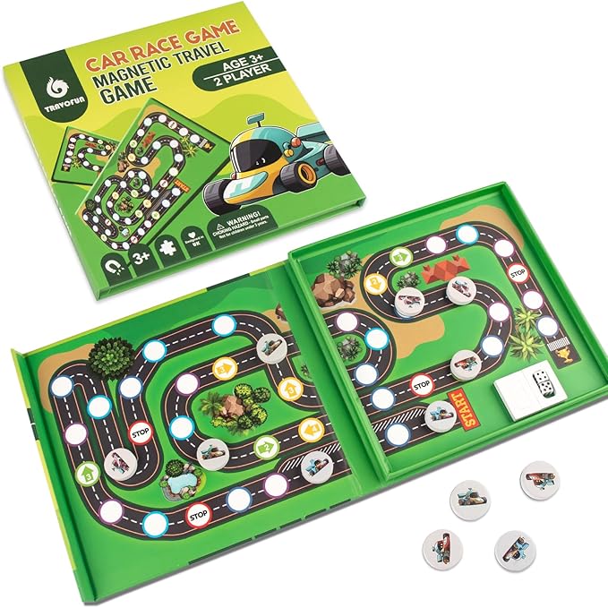 Magnetic Car Race Game for Kids 3-8 - Perfect Travel Toy for Toddlers - Fun Road Trip & Airplane Activity - Camping Game Essentials for Kid