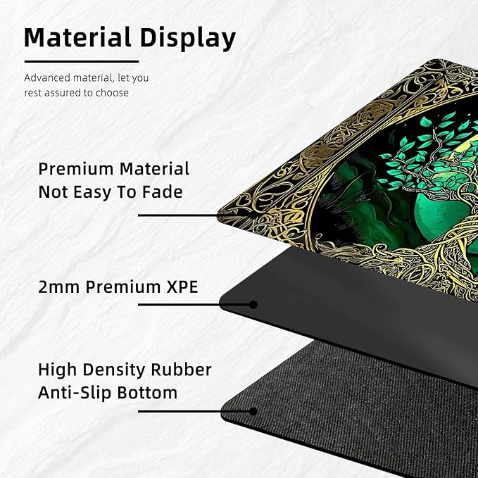 for MTG Playmat with Storage Bags, Card Playmat for TCG Card Playing Game,Rollable & Foldable for PTCG and Board Game Mat for Cards,Non-Slip Celtic Tree of Life Desk Mat for Home Office