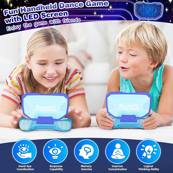 Handheld Dance Games for Kids - 4 Fun Brain & Memory & Reaction & Speed Training Pop Fidget Toys for Boys and Girls -Birthday Gifts for Age 6-12 Years Old Kids Teens Gift Ideas-W/Battery