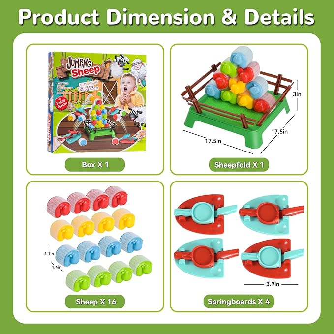 Heap-O-Sheep Game for Kids Ages 4-12 – Fun Family Catapulting Board Games for 2-4 Players, Perfect Party Activity and Ideal Gift for Kids & Adults