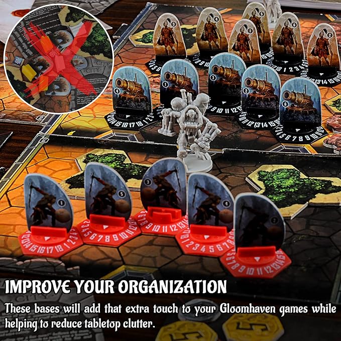 CZYY Standee Bases with Health Tracker and Status Token Slots Pack of 27 Plastic Hex Monster Stand Compatible with Gloomhaven and Frosthaven Board Game