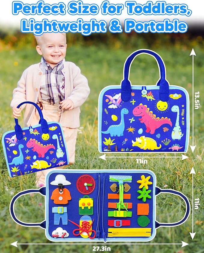 Toddler Busy Board Montessori Toys for 1 2 3 4 Year Old Boy Birthday Gifts, Busy Book Sensory Learning Toys for Toddlers 1-3, Educational Activities Airplane Car Travel Toy for Ages 2-4 Boys