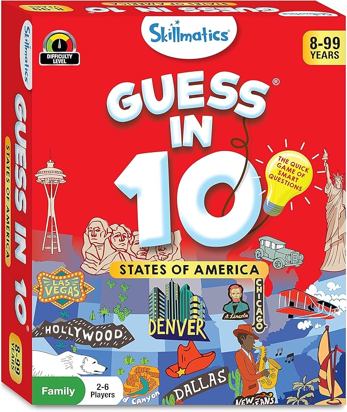 Skillmatics Guess in 10 States of America, Educational Travel Toys for Boys, Girls, and Kids Who Love Card Games, Board Games, Geography and History, Gifts for Ages 8, 9, 10 and Up