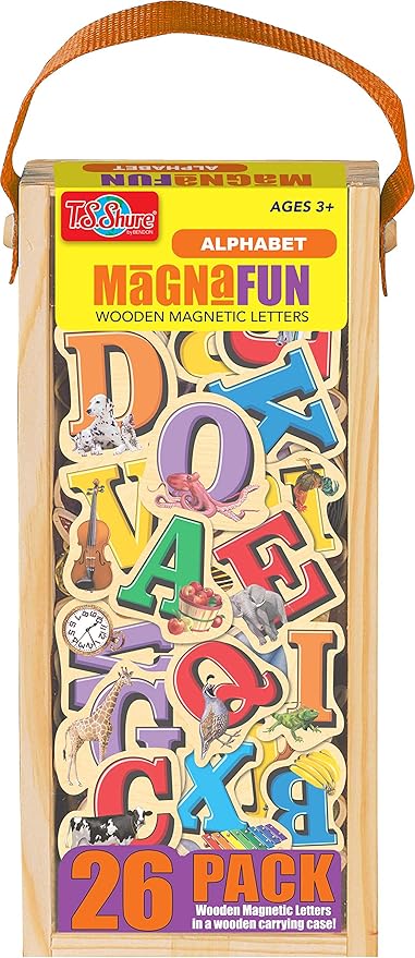 TS Shure by Bendon Alphabet Letters Magnafun 26-Piece Wooden Magnets Pre-School Kindergarten Learning 50496