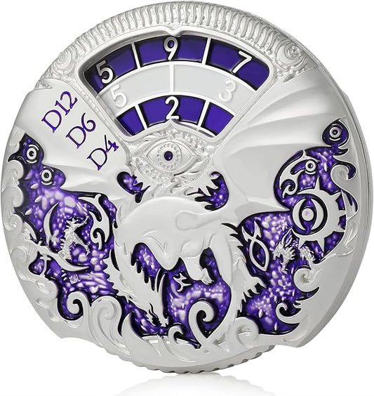 DNDND Dungeons and Dragons Roulette Spinner Dice 7-in-1 Spinner Metal D&D Dice Set with Gorgeous Gift Box for Dungeons and Dragon and Tabletop Game (Silver with Purple)