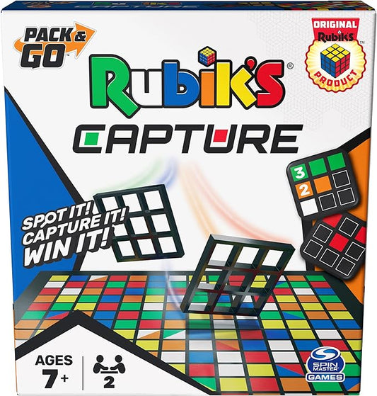 Rubik's Capture, Pack & Go Fast-Paced Problem-Solving Strategy Travel-Sized Two-Player Puzzle Board Game Fidget Toy, for Adults & Kids Ages 8 and up