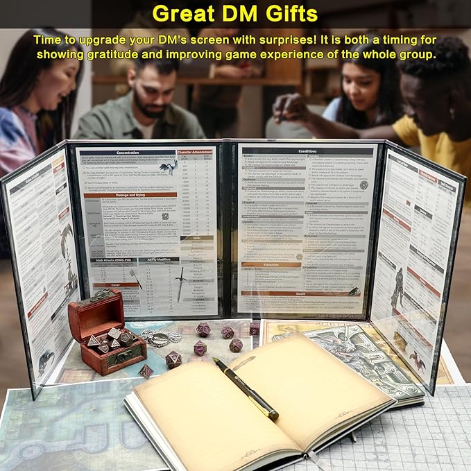 Haxtec DND DM Screen, Dungeons and Dragons Master Screen for Board Games Masters, TTRPG Accessories DND Gifts for DM Dungeons Masters