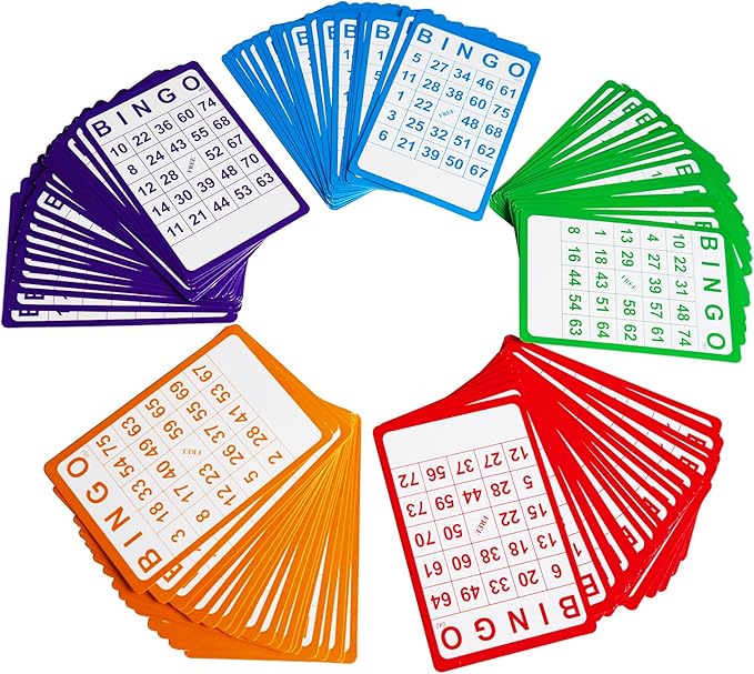 Yuanhe 100 Bingo Cards Resuable Bingo Paper Game Cardstock Bulk, 5 Colors