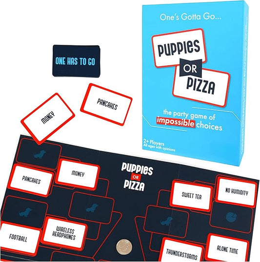 Spin Master Games, SolidRoots Puppies or Pizza? The Card of Impossible Choices | Family, Adult, Travel, Camping | Party Games for Adults & Kids Ages 8+