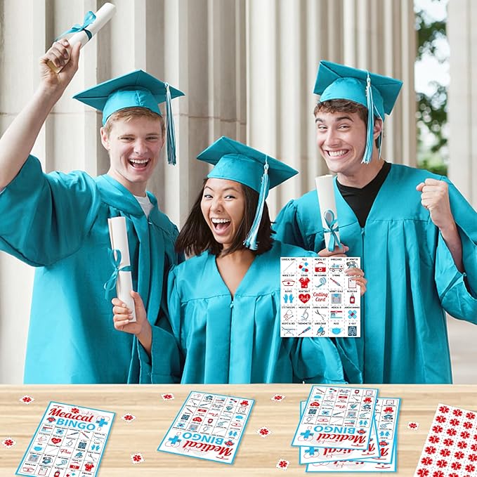 Cheereveal Nurse Graduation Party Games - Bingo Game with 12 Player Chips, 24 Medical Bingo Cards for 2025 Nursing Grad Party Activities and Supplies