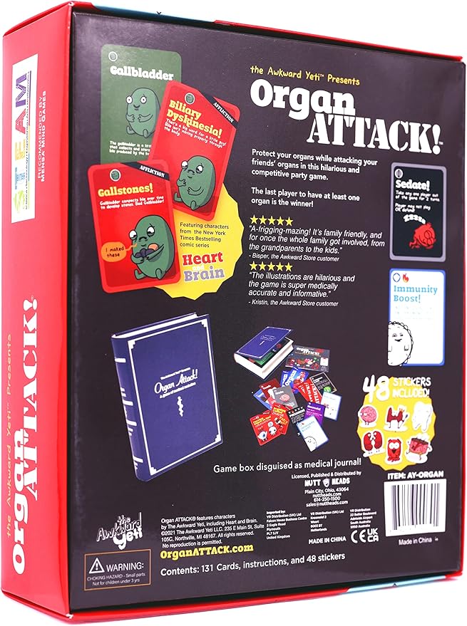 The Awkward Yeti Organ Attack! Card Game, A Family Fun Game for Kids and Adults - Funny Playing Cards for GameNights with Family of Kids and Teens | Ages 8+