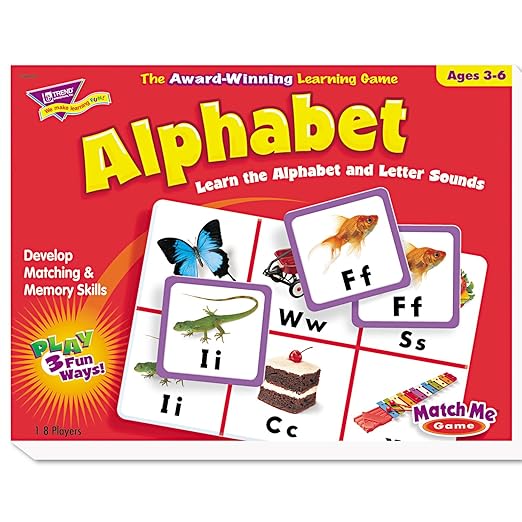 Trend Enterprises: Match Me Game–Alphabet, Learn The Alphabet and Letter Sounds with Photos, Develop Matching and Memory Skills, Play 3 Fun Ways, Ages 3 and Up