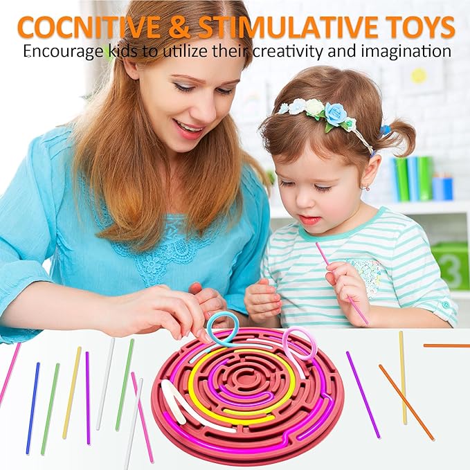 Sensory Activity Board for Kids and Adults, Double-Sided Silicone Fidgets Toys - Silent, No Mess, for Calming, Stress Anxiety, ADHD&Autism - Includes Portable Travel Bag & 12 Strings, Berry