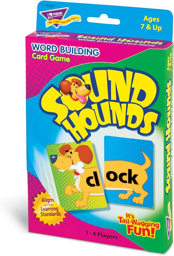 Trend Enterprises: Sound Hounds Word Building Card Game, Match Word Beginnings with Endings to Spell Words and Score Points, Make Over 400 Words, 1 to 4 Players, for Ages 7 and Up