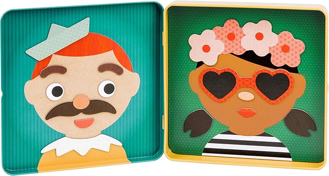 Petit Collage Funny Face Magnetic Travel Play Set – Fun Game for Families, Ideal for 2-4 Players, Ages 4+ – Travel Game for Kids with Handy Portable Tin – Make a Great Gift Idea