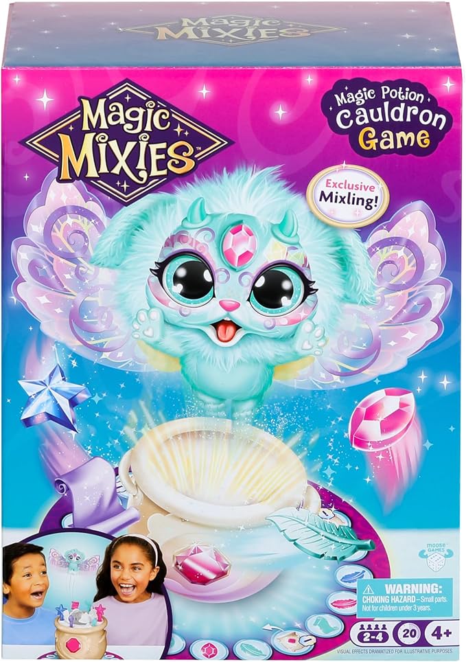 Magic Mixies Magic Potion Cauldron Game. Place The Magic Ingredients Into The Cauldron and Make The Exclusive Mixling Leap Up and Out to Win