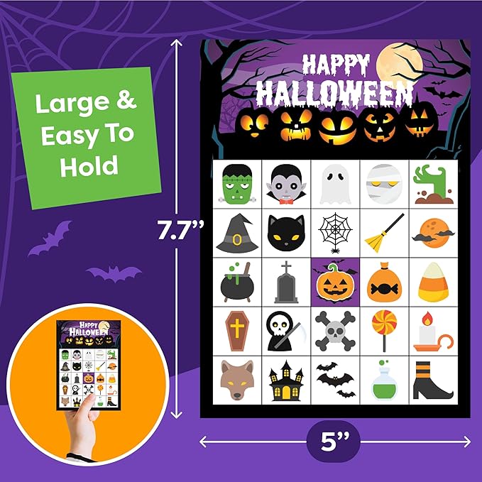 Halloween Games For Kids Party - Halloween Bingo - Fun Game For Up To 30 Players - Halloween Kids Crafts - Halloween Crafts - Halloween Party Games For Kids - Halloween Game - Halloween Kids Games
