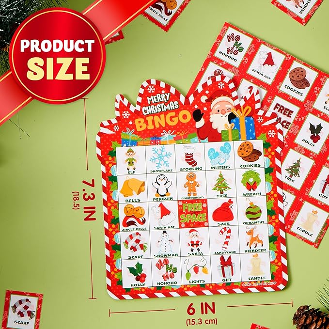 JOYIN 30 Players Christmas Bingo Cards, Xmas Bingo Game for Kids Family Activities, Holiday Winter Bingo Cards for Party Card Games, School Classroom Indoor Party Games