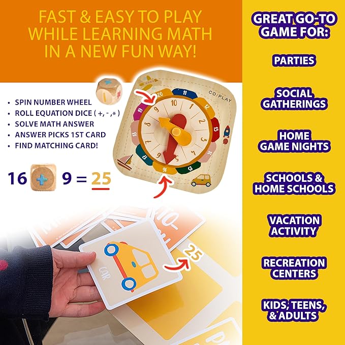 COI Play Picto-Match Board Game Set - Engage with Math,Vocabulary in English, Picture Matching Indoor Games for Kids Ages 6+, Learning Experience