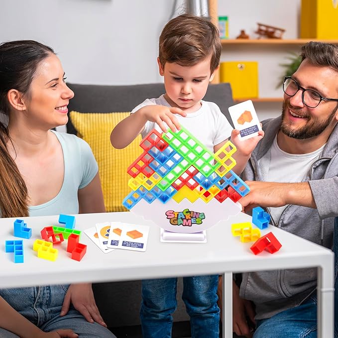 Tetra Tower Balance Stacking Game, Building Balance Blocks Board Game, Team Toys Building Block, 2+ Players Family Games for Kids, Adults, Party, Friends, Team, Travel-48 Pcs