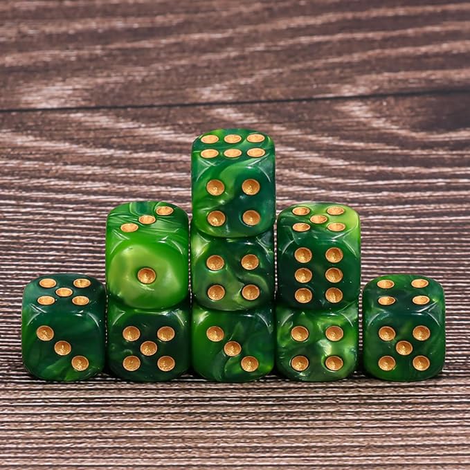 36 Mini Dice Set, 12mm 6 Sided D6 Game Dice, Two Colours (Dark Green & Light Green) with Portable Gaming Box