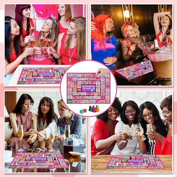 Bachelorette Party Drinking Games for Adults, Rubber Mat Drinking Board Game, Funny Party Interactive Drinking Games for Girls Night, Bachelorette Party, Age 21+, 2-8 Players