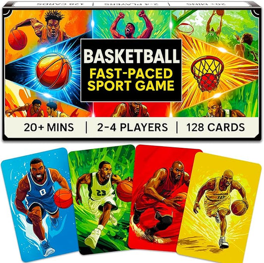 QUOKKA Basketball Fast-Paced Card Game for Kids & Adults – 128 Cards & Easy Rules – Quick & Fun Matching Game – 2-8 Players – Ages 8+ – Perfect for Family Games Night, Travel and Parties