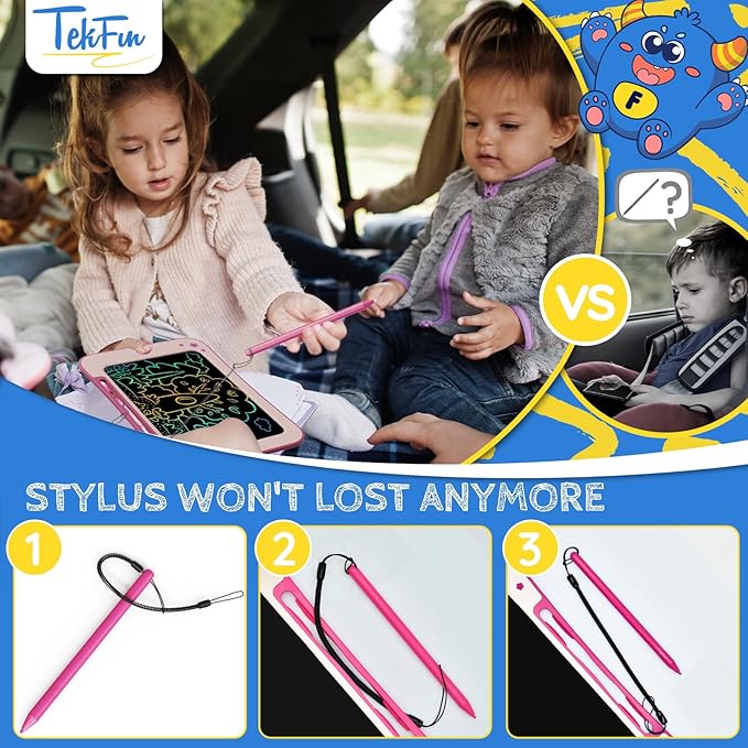TEKFUN LCD Writing Tablet for Kids, Toddler Girl Toys, Doodle Board Drawing Tablet, Easter Gifts for Kids, Birthday Gift for 3-8 Years Old Girl (8.5 Inch Pink)