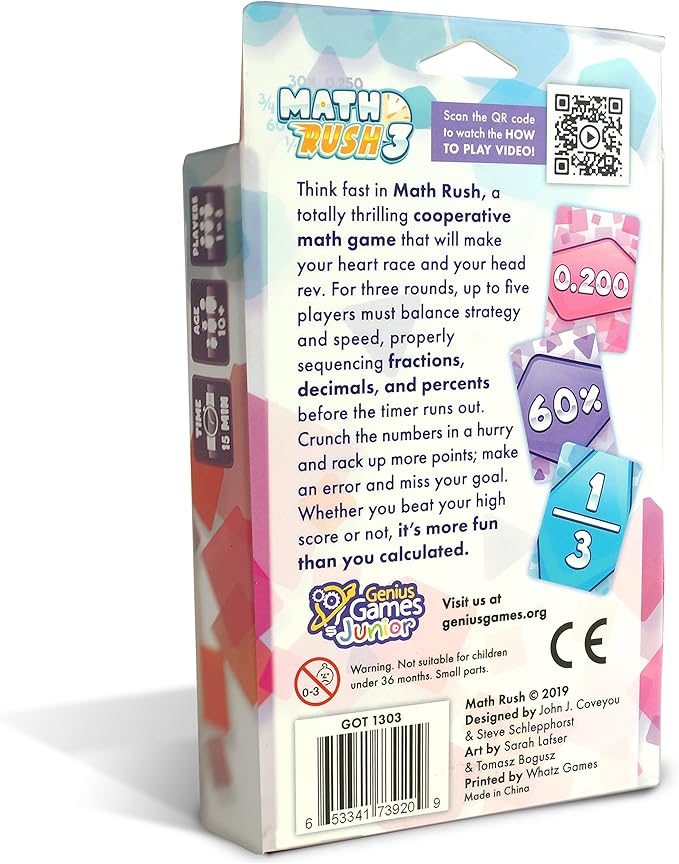 Math Rush 3: Fractions, Decimals & Percentages - A Cooperative Time-Based Math Flash Card Game for Kids, Students, and Families | Fun & Engaging STEM Game for Math Class or Family Game Night